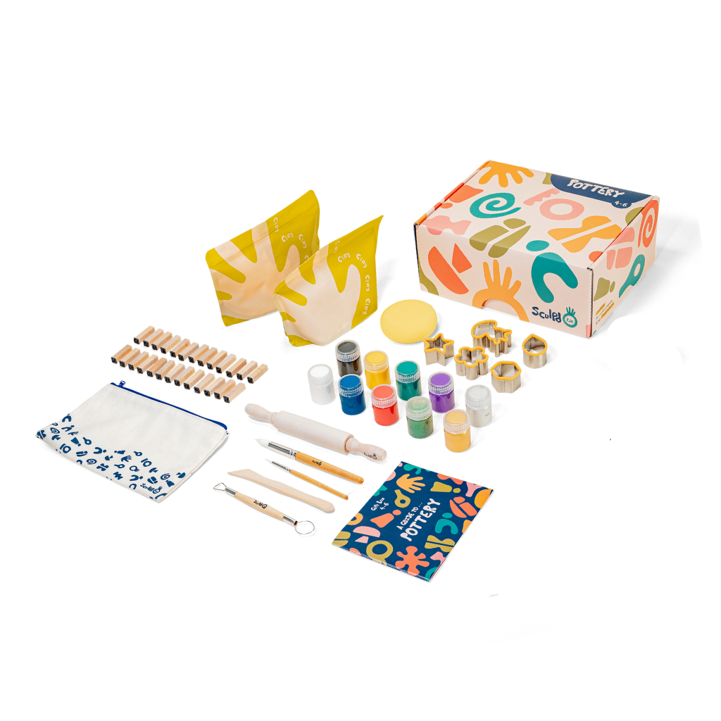 SCULPD Pottery Kit for 2 Air-Dry Matte Varnish Paints Tools Guide DIY Craft  Date
